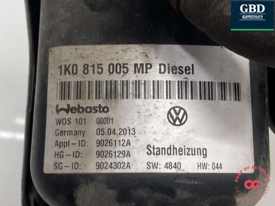 Dieselvarmer til VW Caddy 2010-2015 (Type III, Fase 2) (1K0 815 007 CJ|1K0 815 005 MP|)