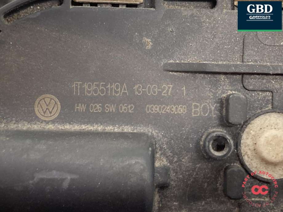 Viskermotor frontrute komplett m/overføring til VW Caddy 2010-2015 (Type III, Fase 2)  (2K1 955 023 J|1T1 955 023 A|1T1 955 023 A BVA)