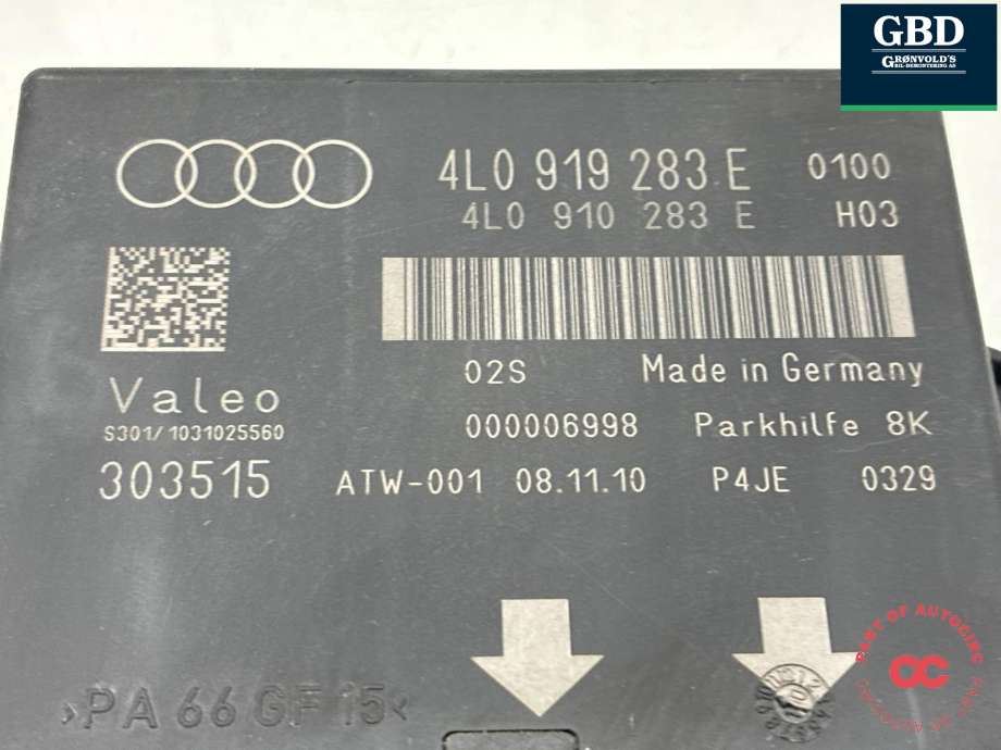 Styreenhet parkering til Audi Q7 2010-2015 (Type I, Fase 2)  (4L0 910 283 E|4L0 919 283 E|)
