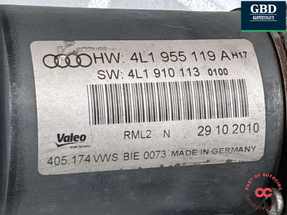 Viskermotor frontrute komplett m/overføring til Audi Q7 2010-2015 (Type I, Fase 2)  (4L1 955 023 F|4L1 910113|)