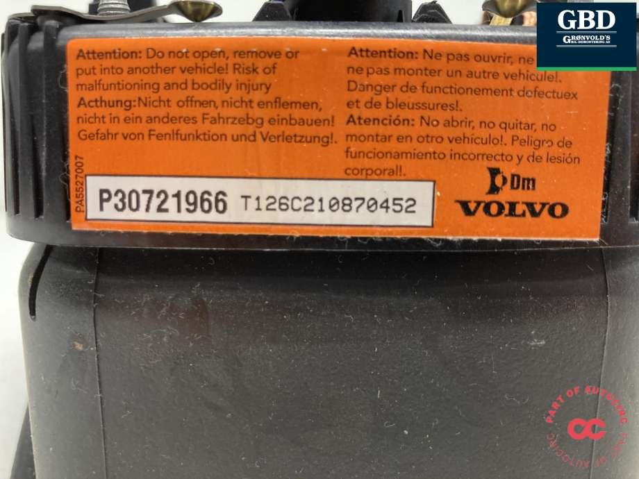 Airbag rattpute til Volvo V60 2010-2013 (Type I, Fase 1) (31351030|)