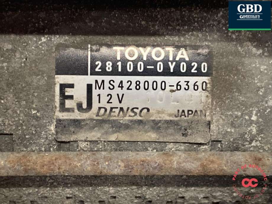 Starter til Toyota Auris 2010-2012 (Type I, Fase 2)