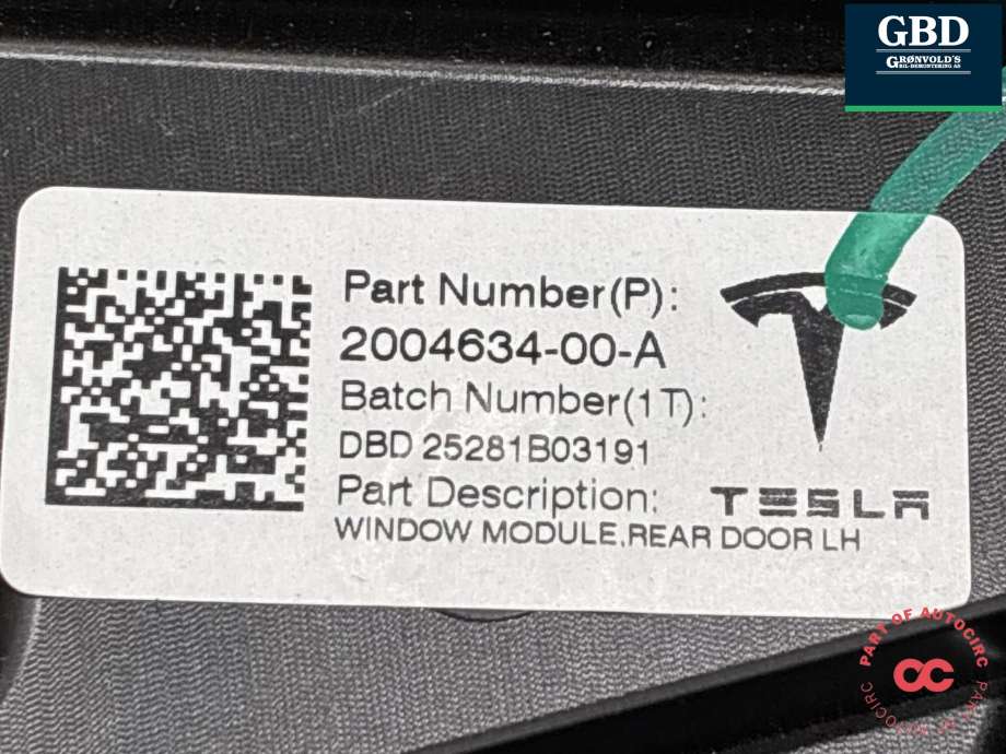 Ruteheis venstre bak til Tesla Model Y 2024-->> (Type II) (2005480-00-A|)