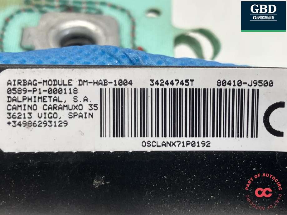 Airbag gardin venstre til Hyundai Kona 2021-2023 (Type I, Fase 2)  (|80410-J9500|34244745T)
