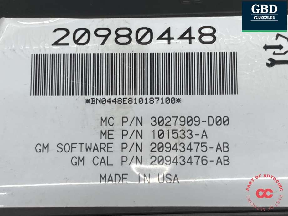 Styreenhet elektrisk bakluke til Opel Insignia A 2009-2014 (20837686|13324270|20980448)