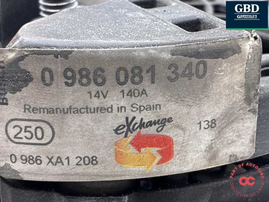 Dynamo diesel til Audi A4 2007-2014 (Type IV) (B8) (B8) (|0 986 081 340)