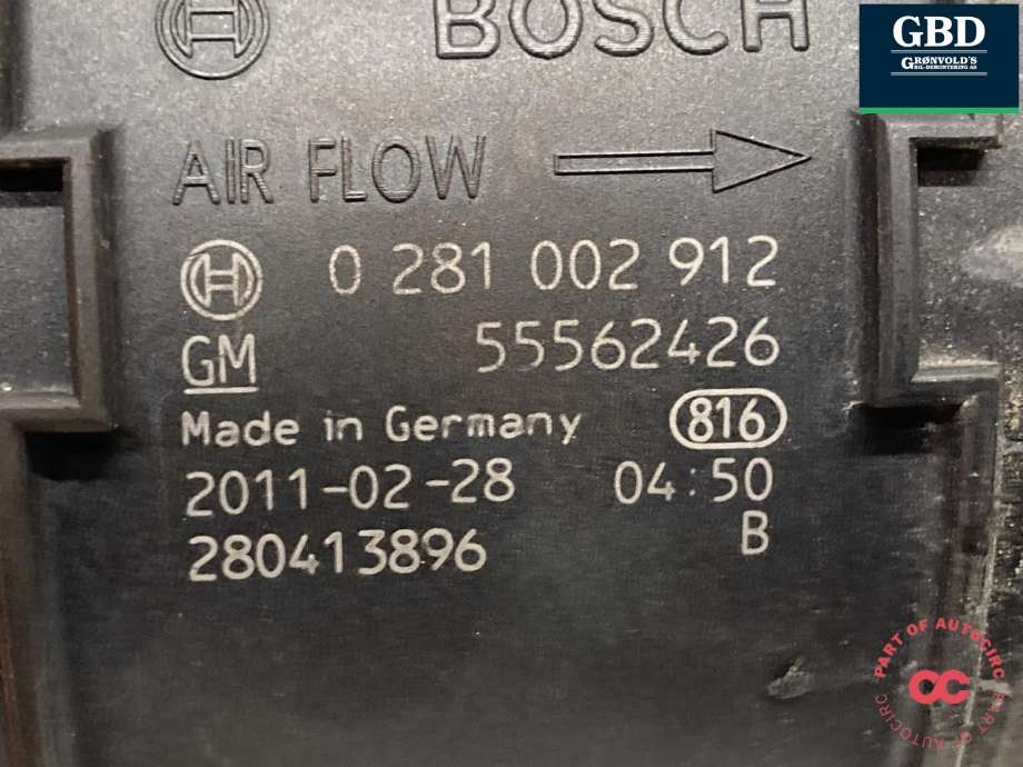 Luftmengde/luftmassemåler til Opel Insignia A 2009-2014  (12671611|55562426|)