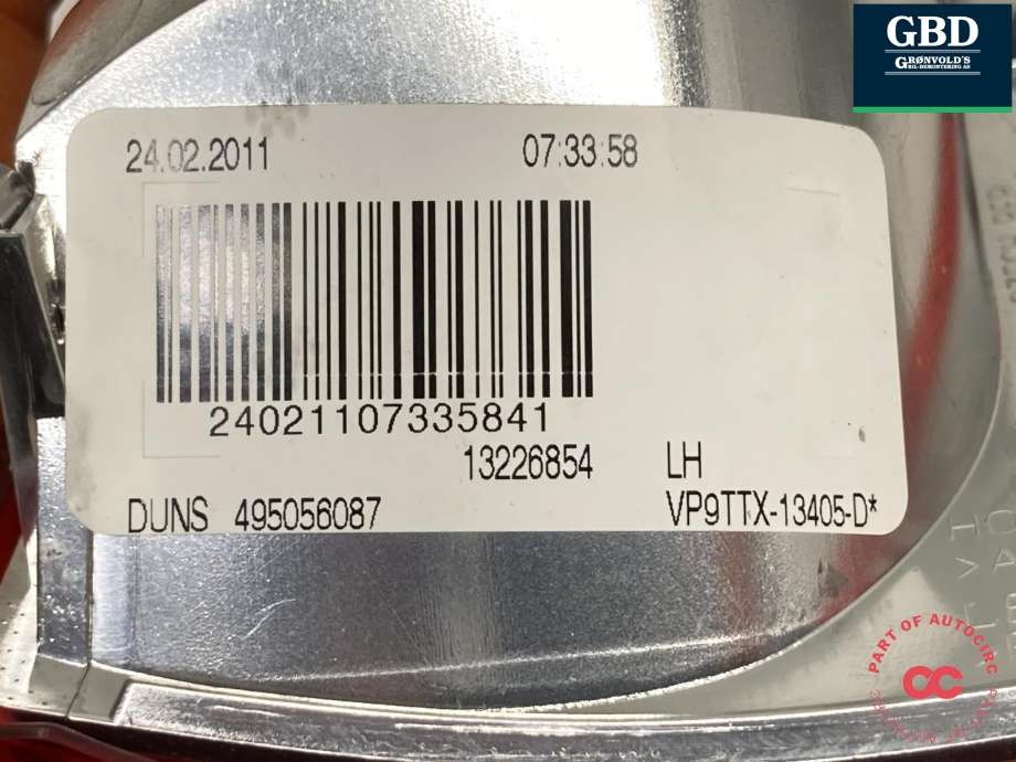 Baklykt venstre indre til Opel Insignia A 2009-2014  (|13226854)