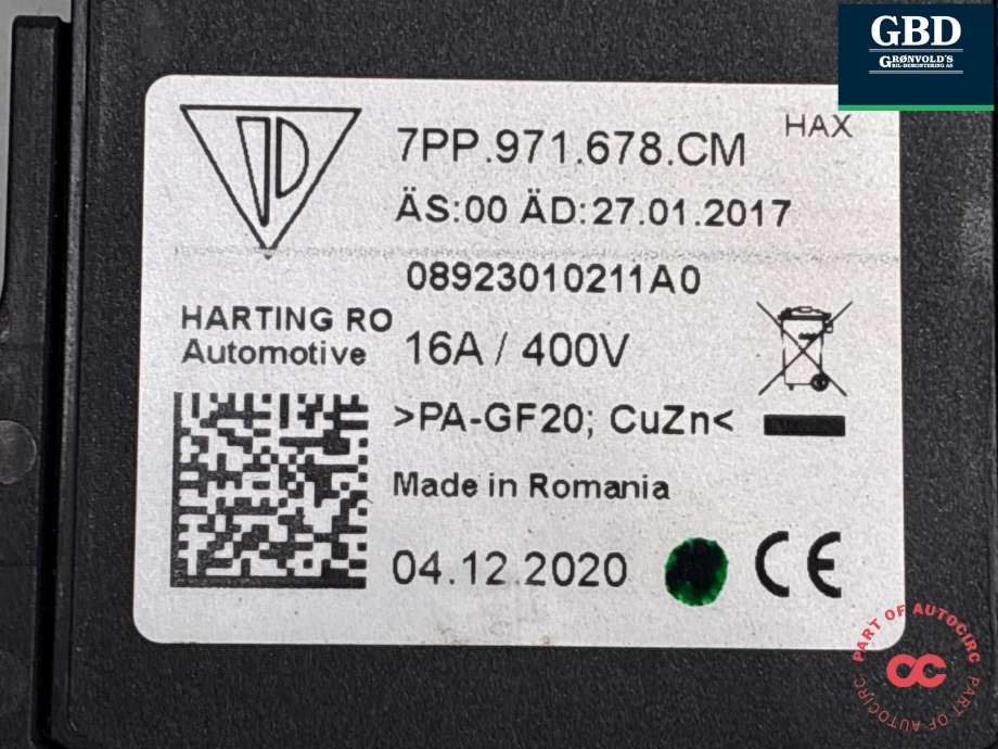 Batterilader kabel adapter til Audi e-tron GT 2021-->>  (|7PP 971 678 CM)