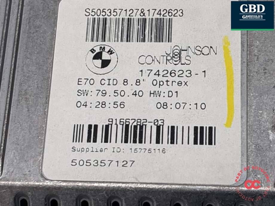 Bilstereo navigasjon skjerm til BMW X5 2007-2013 (E70) (E70) (65 50 9 194 064|9166782-03|)