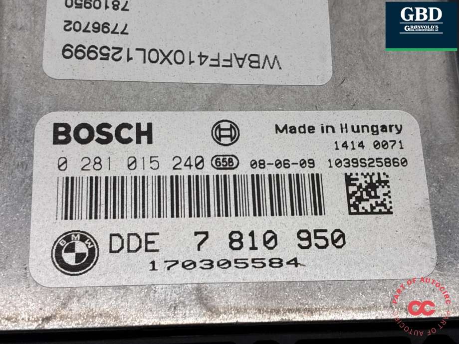 Styreenhet motor til BMW X5 2007-2013 (E70) (E70) (13 61 7 810 950|7 810 950|0281015240)