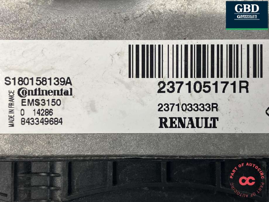 Styreenhet motor til Renault Captur 2013-2020 (Type I)  (CONTINENTAL|237102982S|237105171R|237103333R)