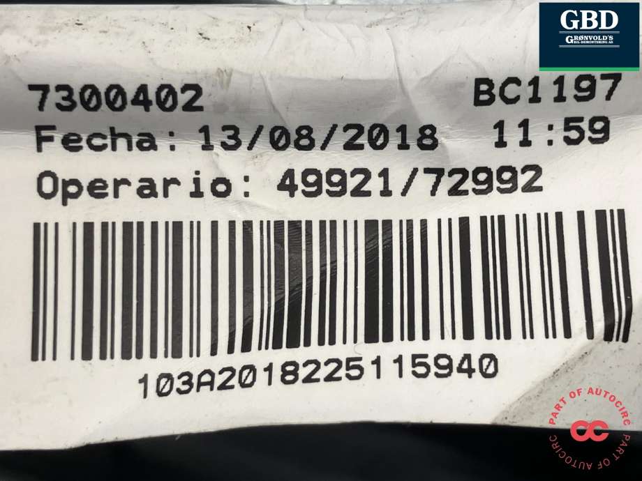 Airbag passasjer til Citroën Berlingo 2015-2019 (Type II, Fase 2)  (|34116470A)