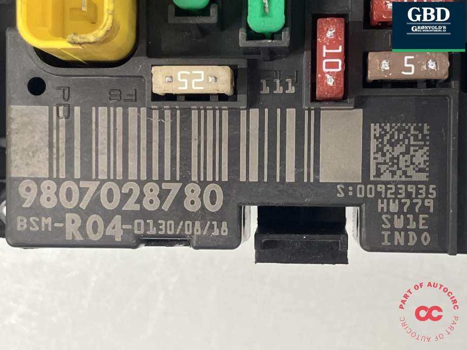 Sikringsboks til Citroën Berlingo 2015-2019 (Type II, Fase 2) (|98 070 287 80)