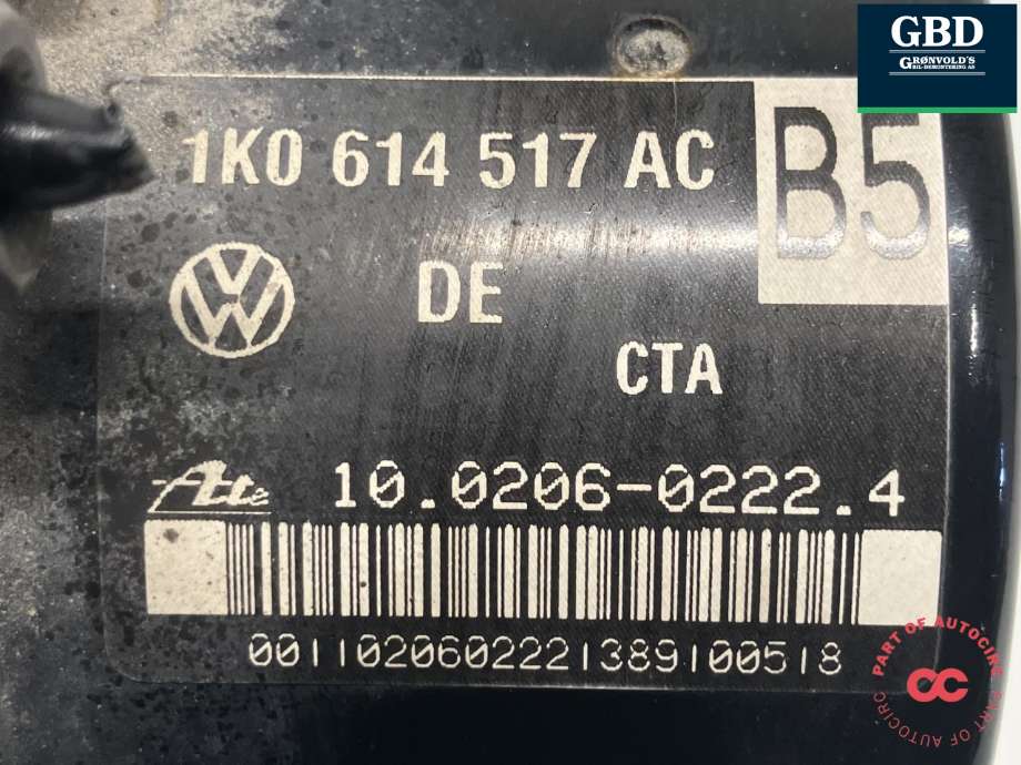 ABS sentral til VW Touran 2007-2010 (Type I, Fase 2)  (ATE||1K0 614 517 AC|1K0 614 517)