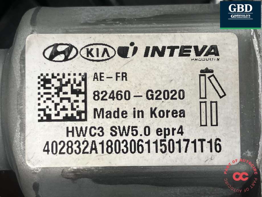 Ruteheis høyre foran til Hyundai Ioniq Electric 2016-2019 (Fase 1)  (82481G2010|82480-G2070|82460-G2020)