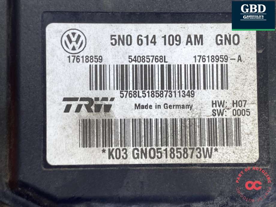 ABS sentral til VW Tiguan 2011-2016 (Type I, Fase 2)  (5N0 614 109 CN BEF|5N0 614 109 BK BEF|5N0 614 109 AM GNO)
