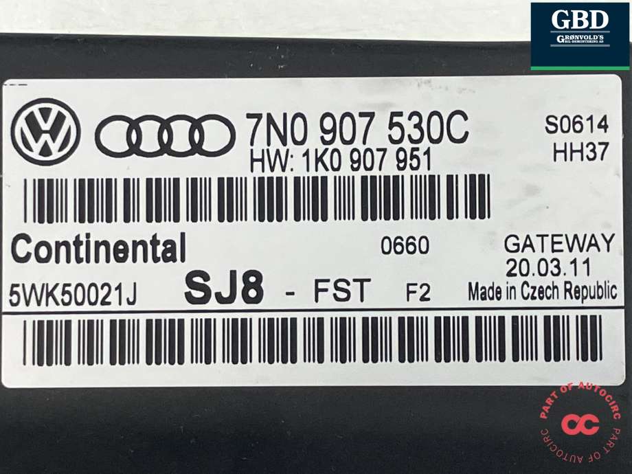 Styreenhet diverse til VW Tiguan 2011-2016 (Type I, Fase 2)  (CONTINENTAL|7N0 907 530 AK Z00|7N0 907 530 C|1K0 907 951)