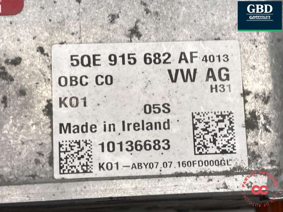 Batterilader (OBC - On Board Charger) til Audi A3 2016-2020 (Type III, Fase 2) (5QE 915 682 BG|5QE 915 682 BL|5QE 915 682 AF)