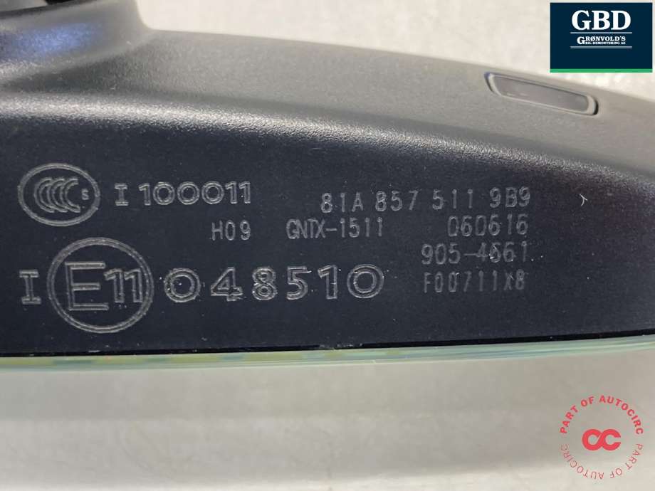 Speil innvendig til Audi A3 2016-2020 (Type III, Fase 2) (81A 857 511 K 9B9|81A 857 511 9B9|)