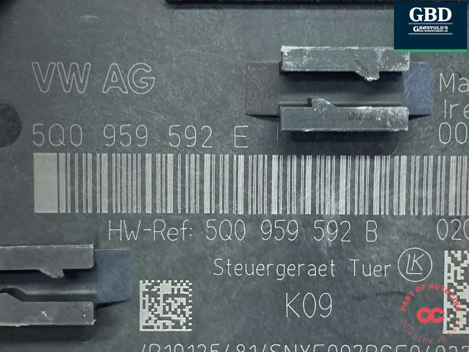 Styreenhet dør høyre foran til Audi A3 2016-2020 (Type III, Fase 2)  (5Q0 959 592 E  Z00|)