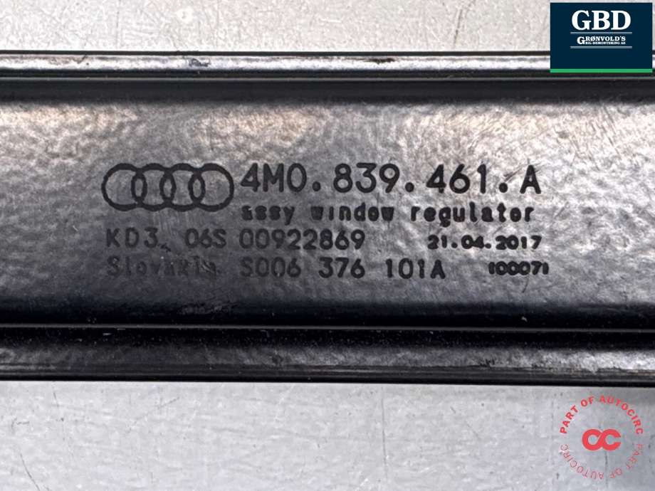 Ruteheis venstre bak til Audi Q7 2015-->> (Type II)  