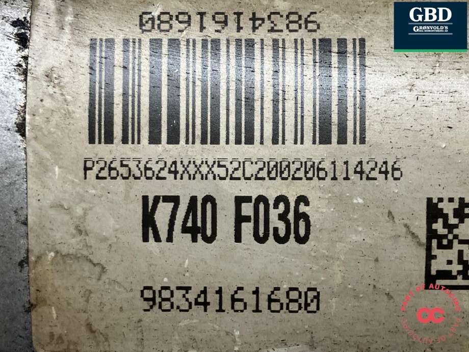 Partikkelfilter til DS DS7 Crossback 2018-->>  (|98 341 616 80|K740 F036)