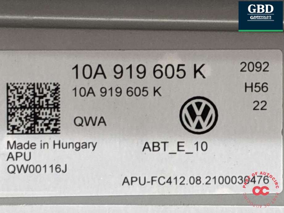 Multimedia display (MCU - Media Controller Unit) til VW ID.4 2020-->>  (|10A 919 605 K)