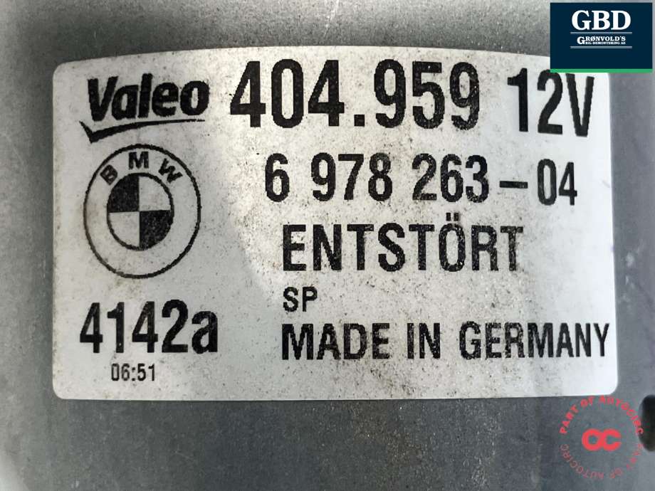 Viskermotor frontrute komplett m/overføring til BMW 3-Serie 2005-2011 (E90/E91/E92/E93) (E90/E91/E92/E93) (VALEO|61 61 7 161 711|6 978 263|404.959)