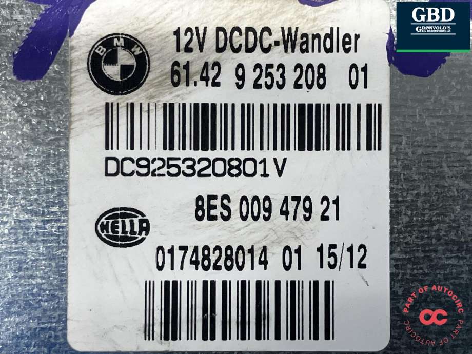 Styreenhet diverse til BMW 3-Serie 2005-2011 (E90/E91/E92/E93) (E90/E91/E92/E93) (HELLA|61 42 9 253 208|8ES 009 479 21|)