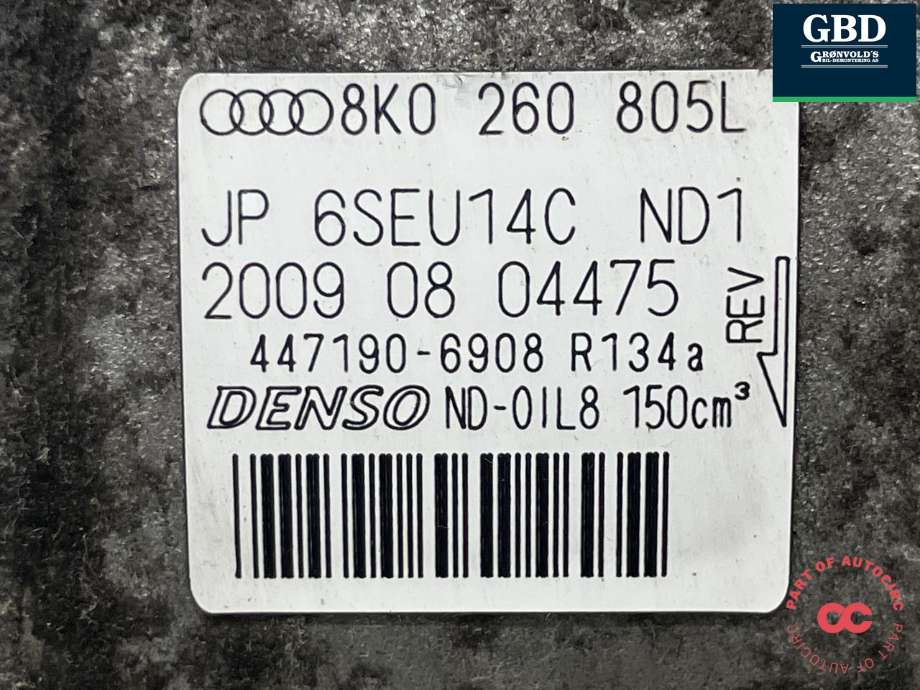 Aircondition kompressor til Audi Q5 2008-2012 (Type I, Fase 1) (DENSO|8K0 260 805 L|447190-6908|)