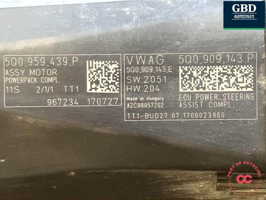 Tannstang elektrisk til VW Passat 2015-2019 (Fase 1) (B8) (B8) (5Q1 423 062 N|5Q1 423 062 K|5Q1 423 062 KX)