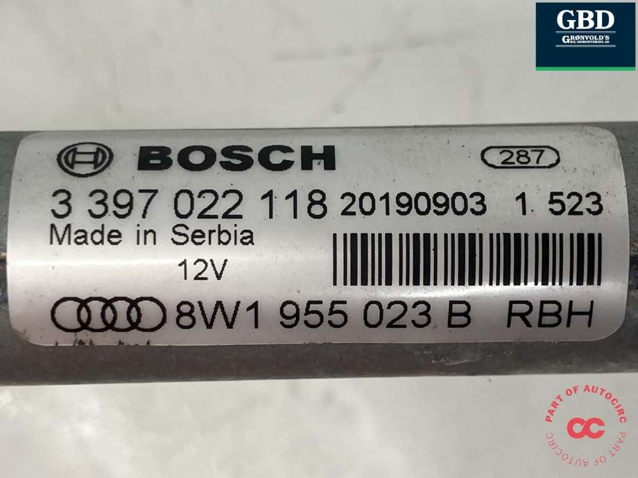 Viskermotor frontrute komplett m/overføring til Audi A4 2020-->> (Type V, Fase 2) (B9) (B9) (8W1 955 023 C|8W1 955 023 B|)