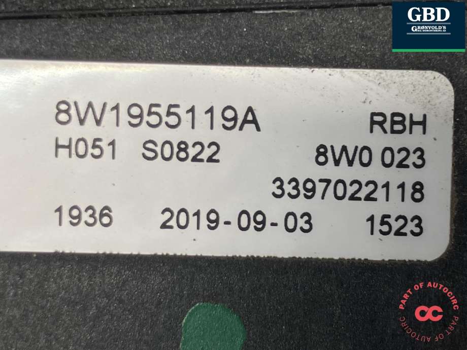 Viskermotor frontrute komplett m/overføring til Audi A4 2020-->> (Type V, Fase 2) (B9) (B9) (8W1 955 023 C|8W1 955 023 B|)