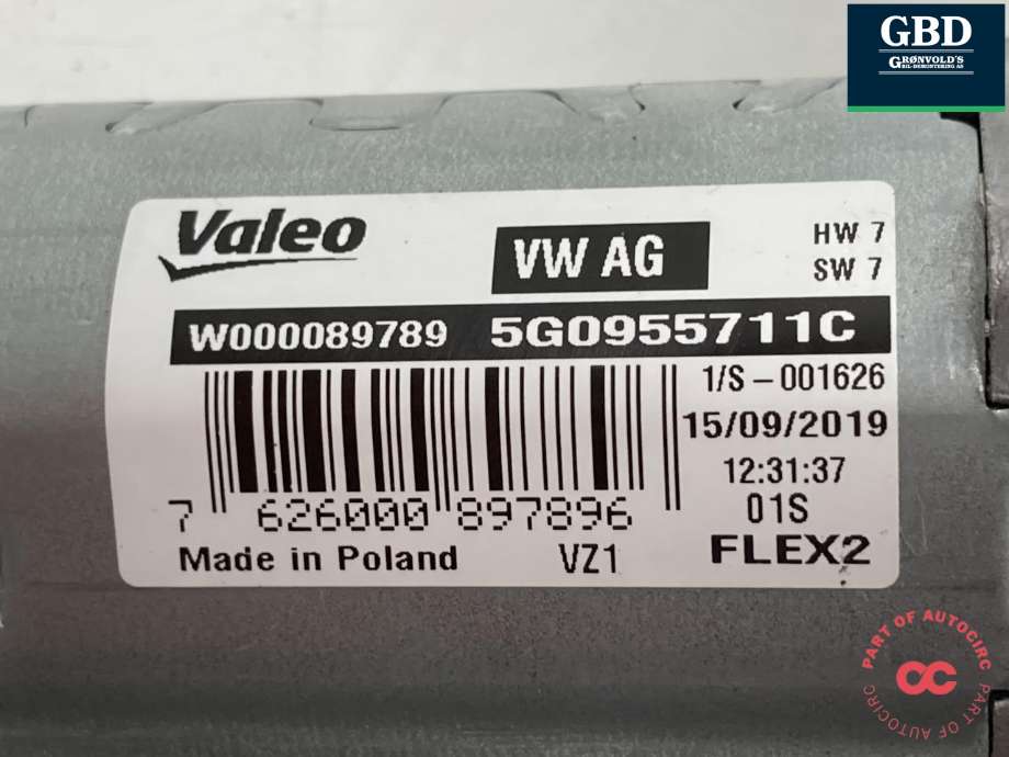 Viskermotor bakrute til VW e-Golf 2017-2020 (Fase 2)  (|5G0955711C)