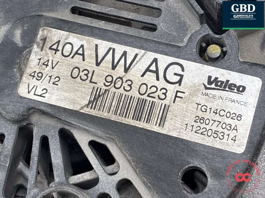 Dynamo diesel til Škoda Octavia 2009-2013 (Type II, Fase 2)  (03L 903 023 F|03L 903 023 FX|)