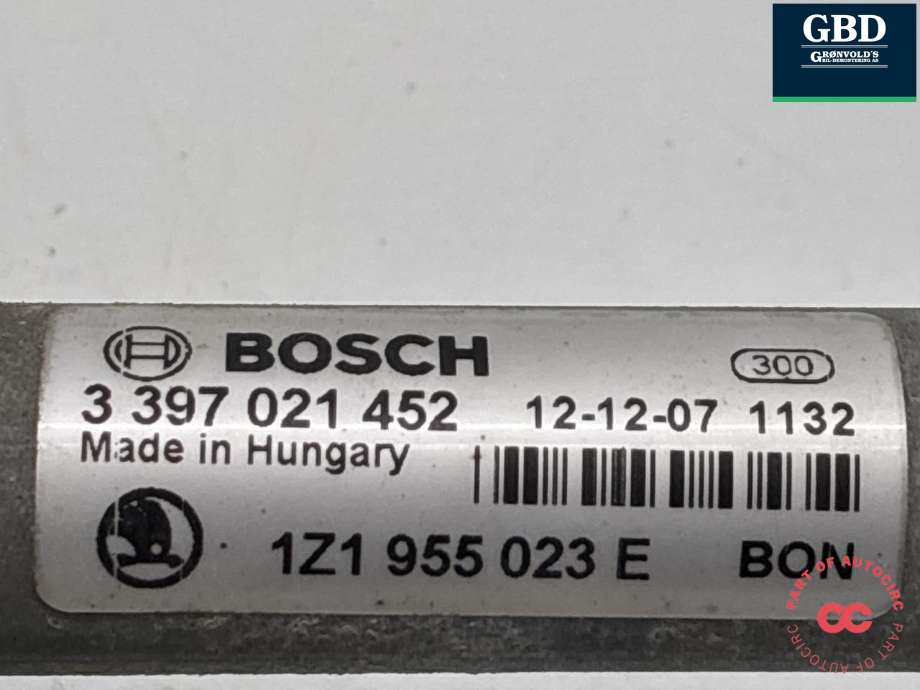 Viskermotor frontrute komplett m/overføring til Škoda Octavia 2009-2013 (Type II, Fase 2) (1Z1 955 119 D|1Z1 955 601|)