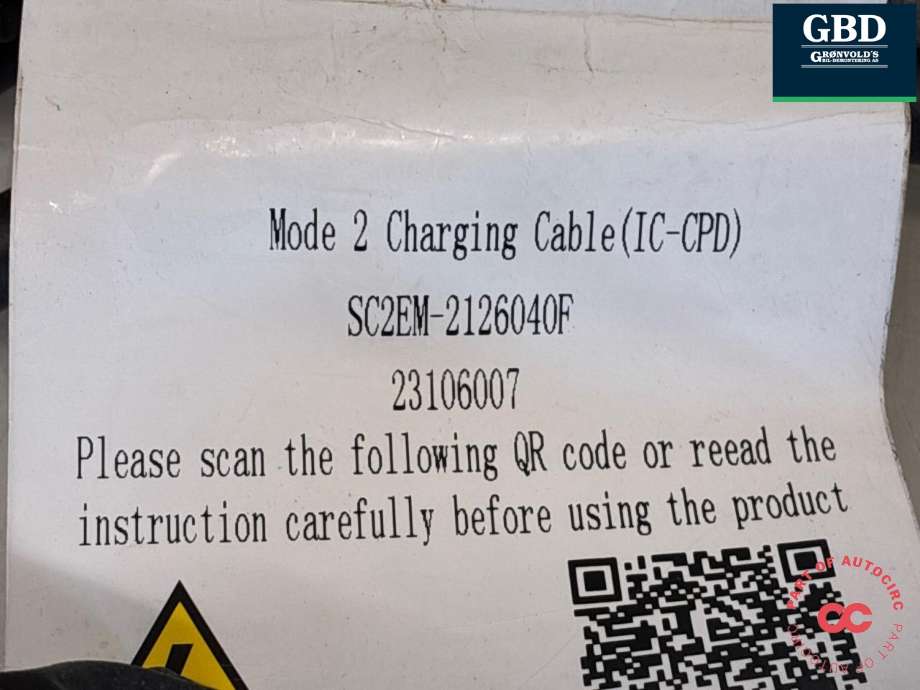 Batterilader kabel til BYD Dolphin 2022-->>  (NO PART ID|)