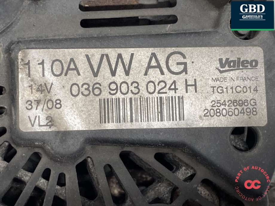 Dynamo til VW Golf VI 2008-2012  (036 903 024 H|036 903 024 HX|)