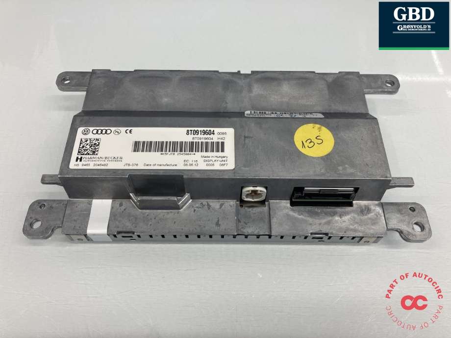 Bilstereo navigasjon skjerm til Audi A4 2007-2014 (Type IV) (B8) (B8) (HARMAN|8T0 919 604 B|8T0 919 604 A|8T0 919 604)