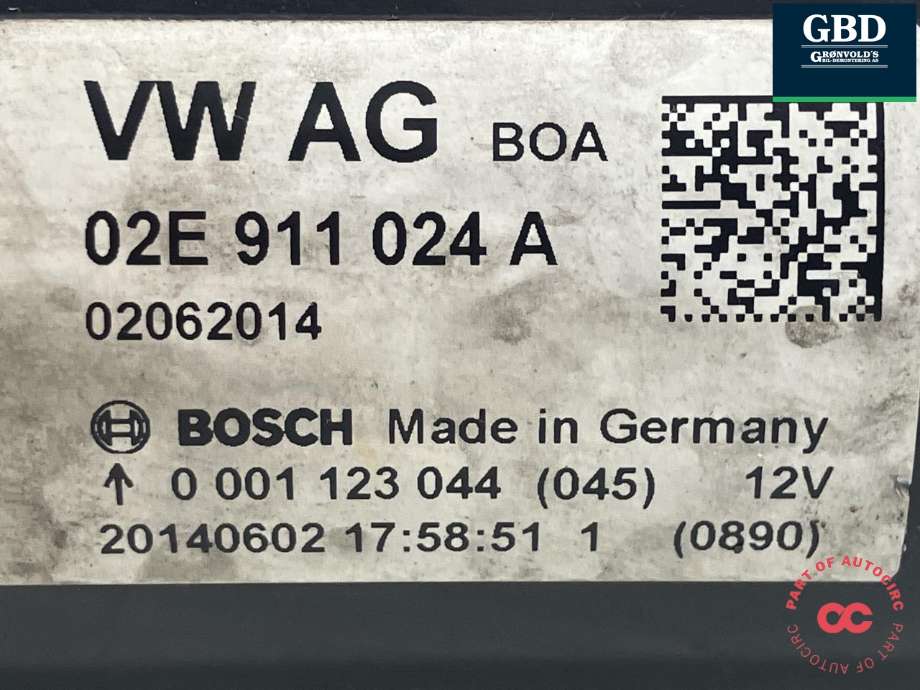 Starter diesel til VW Touran 2010-2015 (Type I, Fase 3) (BOSCH|02E 911 024 A|0 001 123 044|)