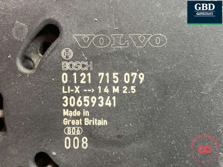 Dynamo diesel til Volvo V70 2007-2013 (Type III, Fase 1)  (BOSCH|36012619|30659341|0 121 715 079)