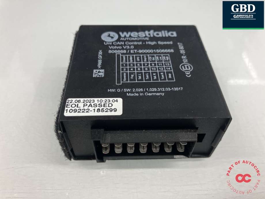 Styreenhet hengerfeste til Volvo V70 2007-2013 (Type III, Fase 1)  (WESTFALIA|31407107|506668|109222-185299)