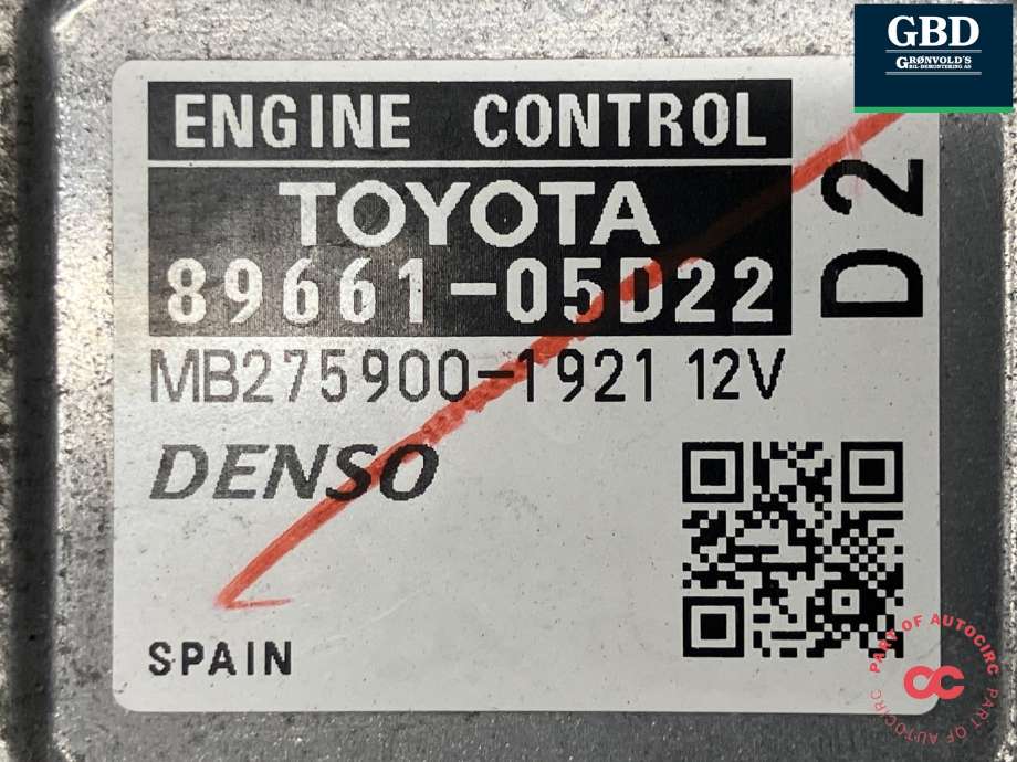 Styreenhet motor til Toyota Avensis 2009-2015 (Type III, Fase 1) (DENSO||89661-05D22|MB275900-1921)