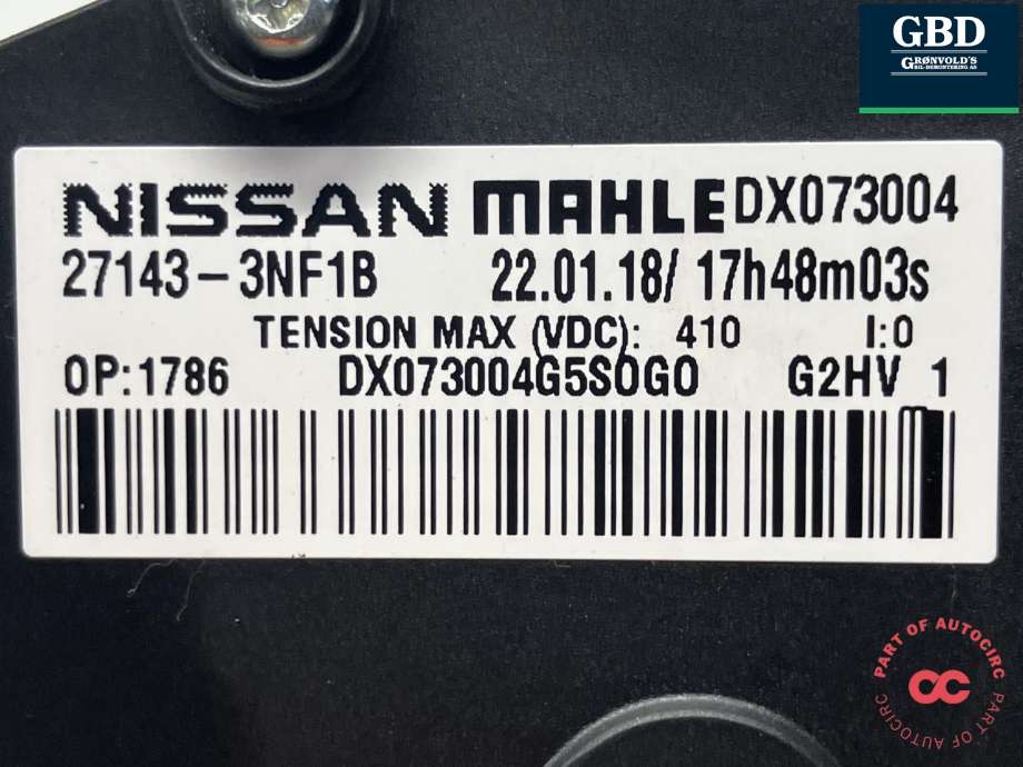 Varmeapparat PTC-heater til Nissan Leaf 2018-->> (Type II) (MAHLE|271433NF1B|DX073004|DX062003)