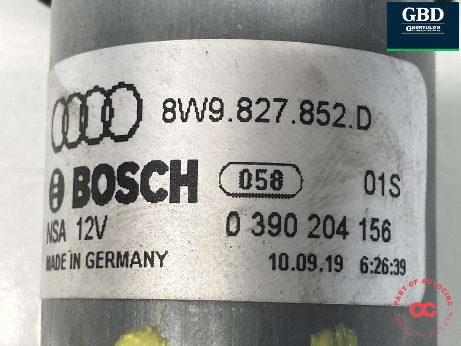 Baklukeåpner motor til Audi A4 2020-->> (Type V, Fase 2) (B9) (B9) (BOSCH|8W9 827 852 D|0 390 204 156|)