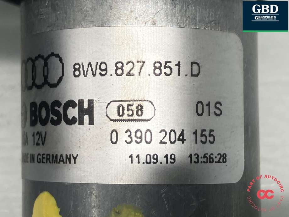 Baklukeåpner motor til Audi A4 2020-->> (Type V, Fase 2) (B9) (B9) (BOSCH|8W9 827 851 D|0 390 204 155|)