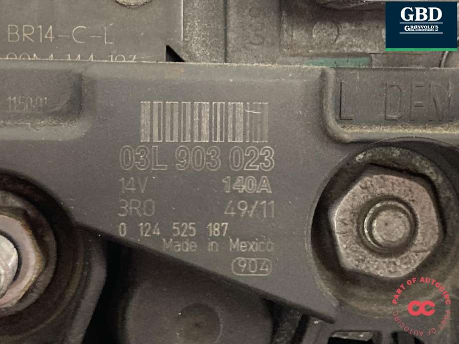 Dynamo diesel til VW Golf VI 2008-2012  (03L 903 023|03L 903 023  X|)