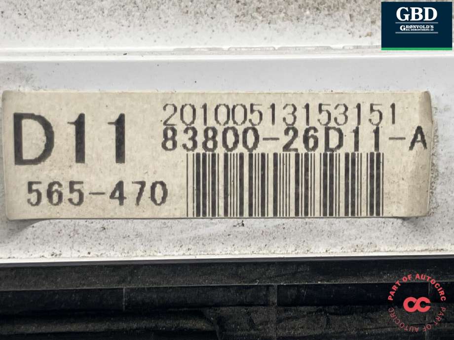 Instrumentpanel til Toyota Hiace 2007-2012 (Fase 3) (8380026D11|8380026D12|565-470)