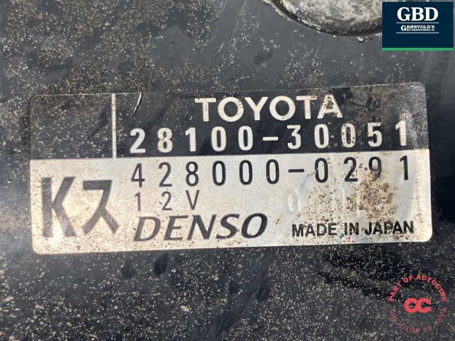 Starter diesel til Toyota Hiace 2007-2012 (Fase 3)  (DENSO|2810030051|2810030060|428000-0291)